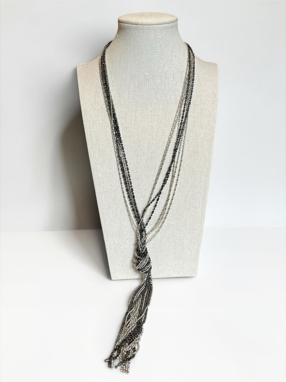 🍭5 for $20🍭 Silver and Black Ball Chain Knot Necklace CC X